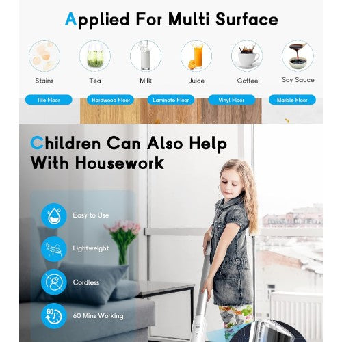 ECOWELL Cordless Electric Mop, All in One Wet Dry Vacuum Cleaner and Mop with Self Cleaning, Water Spray for Hardwood, Tile, Marble Floor Cleaning ECOWELL Cordless Electric Mop, All in One Wet Dry Vacuum Cleaner and Mop with Self Cleaning, Water Spray for Hardwood, Tile, Marble Floor Cleaning